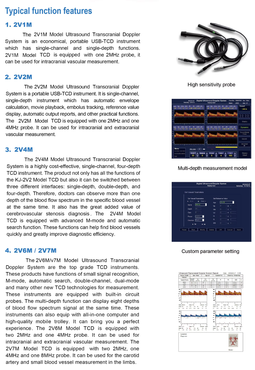 MTCD Portable Brain Disease Transcranial Color Doppler Ultrasound