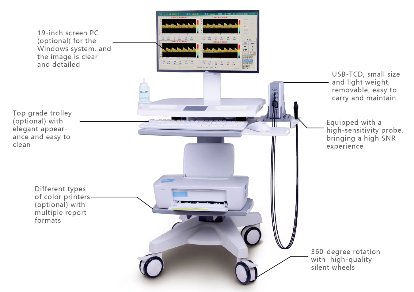 MTCD Portable Brain Disease Transcranial Color Doppler Ultrasound